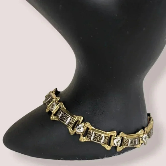 Vintage Damascene Link Bracelet - Picture 1 of 6